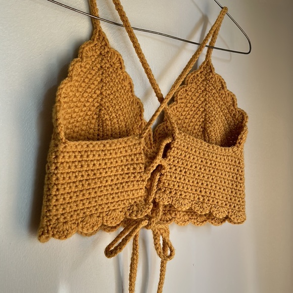 Mustard Yellow Crocheted Crop - Picture 7 of 8